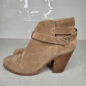 Rag &‎ Bone Brown Suede  Leather Harrow Heeled Ankle Boots US Size 39.5